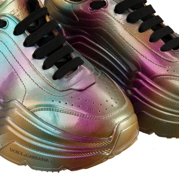 Dolce & Gabbana - Women Rainbow Leather Sneaker DAYMASTER Gold 39 US 9 - Picture 2 of 5